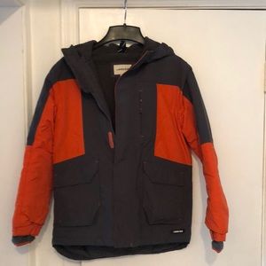 Lands' End ski jacket orange grey, M 10-12.